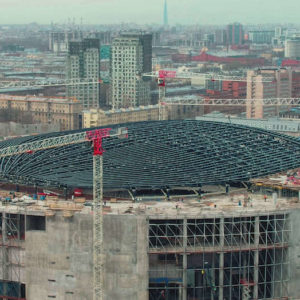 На строительстве «СКА Арены» завершили монтаж металлоконструкций купола